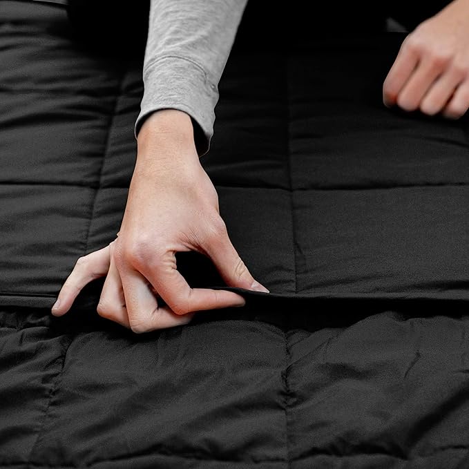 Superior Microfiber Weighted Blanket, Perfect for Adults, Heavy Blankets, Warm, Cozy, Comfy Bedding, Bedroom, Couch Throw, Blankets for Lounging, Modern Quilted Blanket, 60" x 80", 15 Pounds, Black