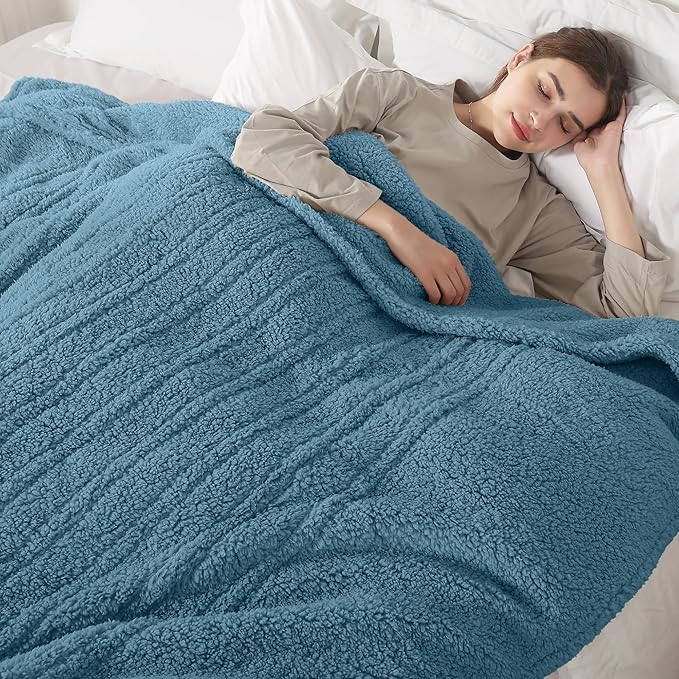 Heated Blanket Full Size Electric Heating Blanket with 6 Heating Levels & 1-10 Hours Adjustable Timer, Soft Cozy Sherpa Washable with ETL Certified for Whole Body, 72"X84", Slate Blue