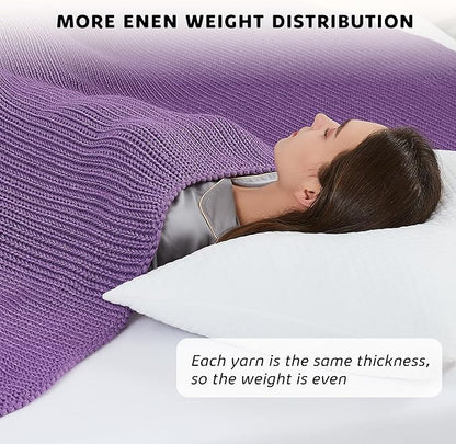 L'AGRATY Knitted Weighted Blanket - 48"x72" 20lbs Cooling Chunky Knit Heavy Blanket for Adults Braided Crochet Throw Thick Cable Yarn Knit Decorative No Beads Evenly Weighted Machine Washable