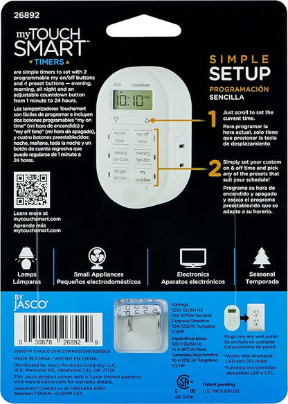 myTouchSmart Programmable Indoor Digital Timer, Plug