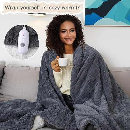 Electric Heated Blanket Full Size 72"x84", Ultra Soft Sherpa Fleece, 9 Heat Levels & 10-Hour Auto-Off, Fast Heating for Cozy Winter Comfort, Dark Gray