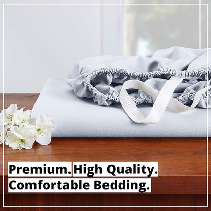 Empyrean 2 Pack Full Fitted Sheets - Deep Pocket, Fits 14-16 Inch Mattress, Ultra Soft Microfiber, Wrinkle-Resistant, Shrinkproof & Fade Resistant Sheets for Full Size Beds, Ice Blue