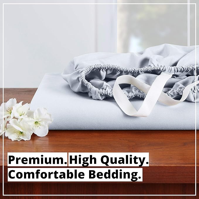 Empyrean 4 Pack King Fitted Sheets - Deep Pocket, Fits 14-16 Inch Mattress, Ultra Soft Microfiber, Fade & Wrinkle Resistant, Shrinkproof, Durable Sheets, Ice Blue