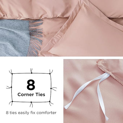 Bedsure Duvet Cover Queen Size - Soft Double Brushed Bedding Set for Kids & Adults, Zipper Closure, 3 Pieces, Includes 1 Duvet Cover (90"x90") & 2 Pillow Shams, NO Comforter, Pale Blush