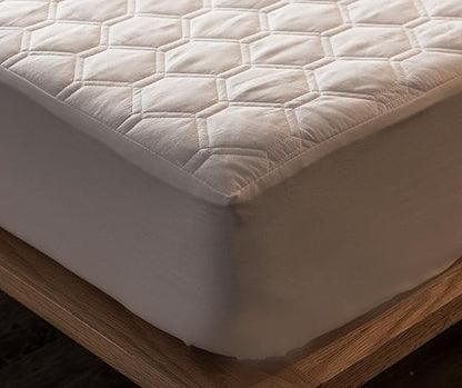 Hani Minna Premium Quilted Fitted Mattress Pad Protector Made with Natural Combed Cotton - Cooling and Breathable Mattress Topper (Full)