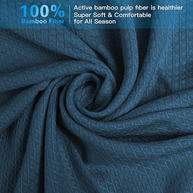 AmyHomie Cooling Blankets, 100% Rayon Derived from Bamboo, Cool Summer Blanket for Hot Sleepers, Soft Comfy Lightweight Blankets for All Seasons(Navy, 90×108 in)