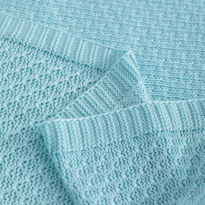 NTBAY Cable Knit Cooling Throw Blanket, Soft and Breathable Throw Blanket 51x67 Inches Made from Rayon Derived from Bamboo for Couch, Sofa, Nap, Blue