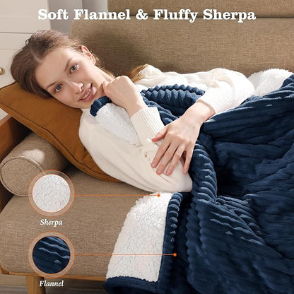 Heated Blanket Twin Size Electric Blankets - 62x84'' Electric Heated Blankets with 5 Heat Setting & 10hrs Auto Off, Small Lap Heat Blanket for Couch, FCC & ETL Certified, Warm Winter Gifts (Navy Blue)