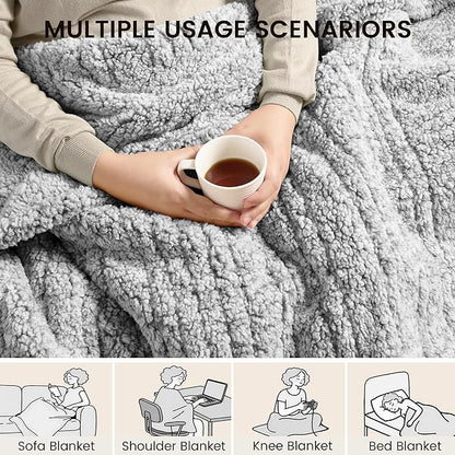 Heated Blanket Electric Blanket King - Fast Heating Blanket Throw Dual Control Double Sided Sherpa with 6 Heating Levels & 1-10 Hours Auto Off, Mashine Washable, 90 x 100 Inches, Grey
