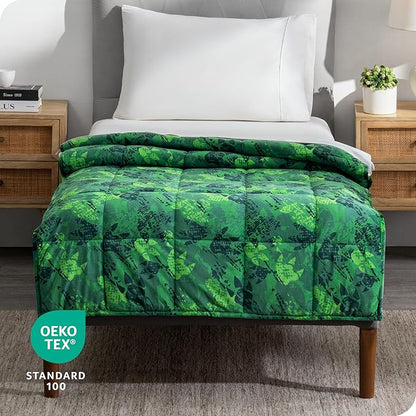 Bare Home Weighted Blanket Twin or Full Size 7lb (40" x 60") - Minky Fleece - Premium Heavy Blanket Nontoxic Glass Beads (Dinosaur, 40"x60")