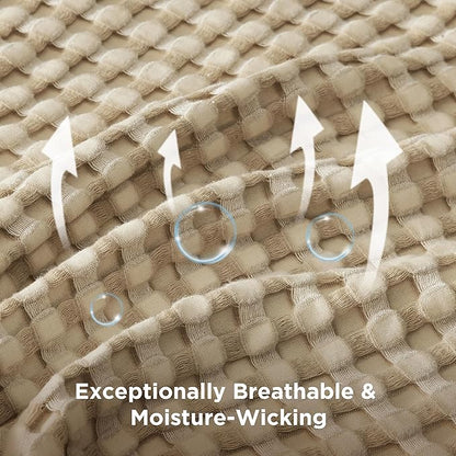 Bedsure Cooling Cotton Waffle Oversized King Blanket - Lightweight Breathable Blankets Rayon Derived from Bamboo for Hot Sleepers, Luxury Throws for Bed and Sofa, 120x96 Inches