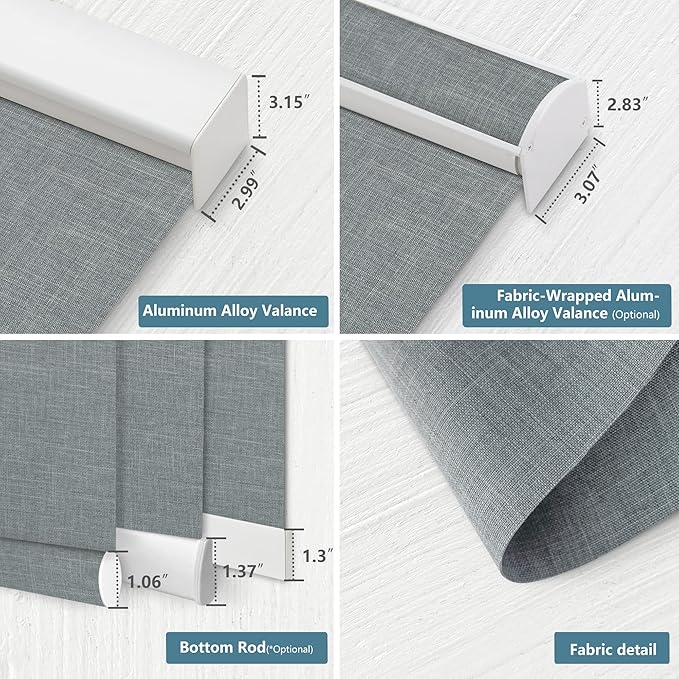 Bringnox Motorized Blinds with Remote,100% Blackout Smart Roller Blinds Compatible with Apple Homekit Google Home and Alexa Via HUB,and Customized (Bouvardia Medium Grey-18)