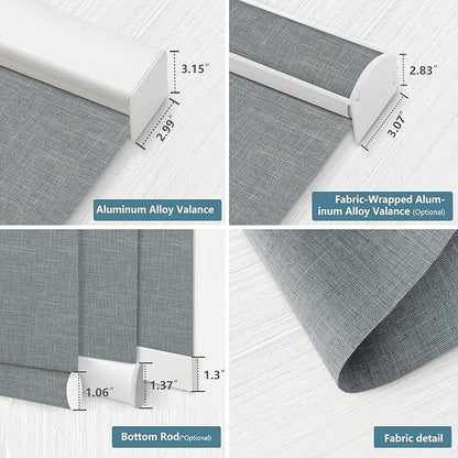 Bringnox Motorized Blinds with Remote,100% Blackout Smart Roller Blinds Compatible with Apple Homekit Google Home and Alexa Via HUB,and Customized (Bouvardia Medium Grey-18)