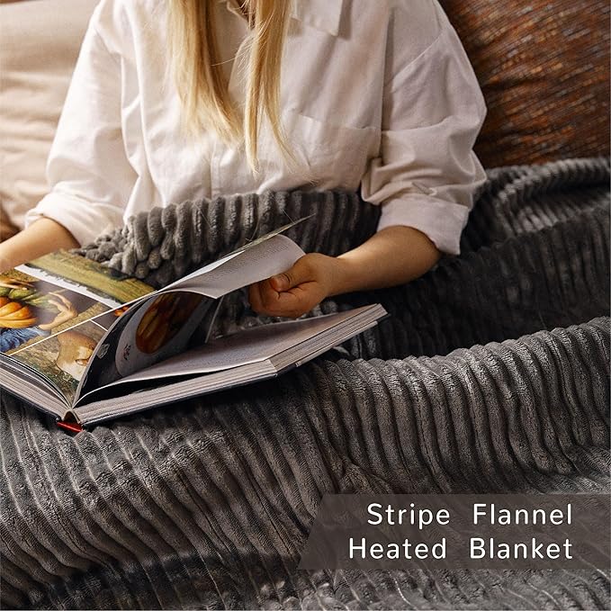 Heated Blanket Full Size 72"x84",ETL Certification-6 Heating Levels Electric Blanket&1-10 Hour Auto Off,Machine Washable Heating Blanket(Grey)