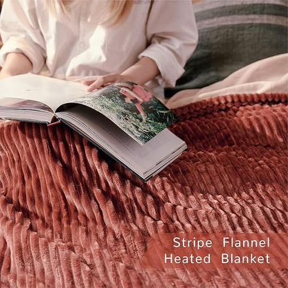 Heated Blanket Queen Size 84"x90",ETL Certification-6 Heating Levels Electric Blanket&1-10 Hour Auto Off,Heating Blanket with Dual Controller(RED)