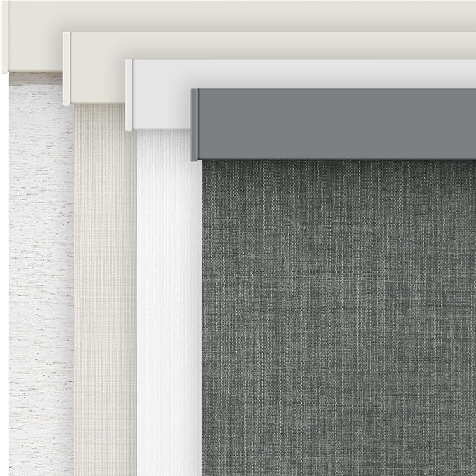 AOSKY Linen Roller Blinds Shades for Indoor Windows Pull Down Cordless Blackout Black Out Window Shade 21 Inch Blinds for Home Dark Grey