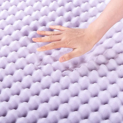 Best Price Mattress 4 Inch Egg Crate Memory Foam Mattress Topper with Soothing Lavender Infusion, CertiPUR-US Certified, Dorm Essentials, Twin