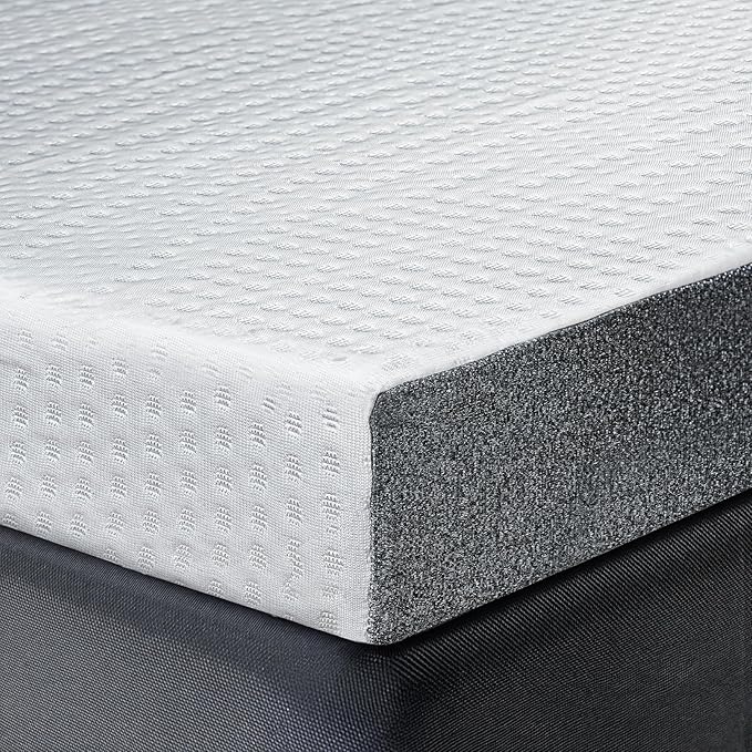Cooling Mattress Topper King Size 4 Inch, Cooling Gel & Bamboo Charcoal Memory Foam Mattress Topper for Back Pain Relief, Firm Dual-Layer Foam Bed Pad with Removable Cover