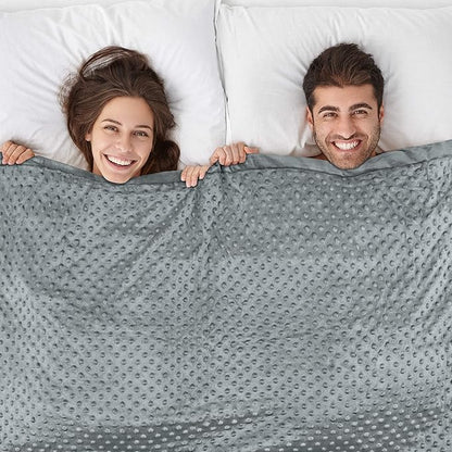 Weighted Blanket with 100% Cotton Cover, Breathable Comforter Heavy Blanket, Squares Glass Beads for Average Weight, for Good Rest and Deep Sleep, Full Size 48'x72' with 12lbs Fits 110-140lbs Adult