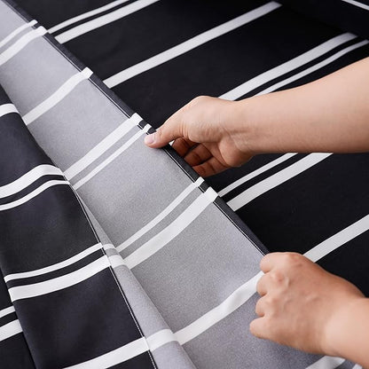 Best Season Stripe Bed Sheets Set,4 Piece Super Soft Microfiber Bedding-Deep Pocket,Ultra Soft,Fade & Wrinkle Resistant(Full Size,Black&White)