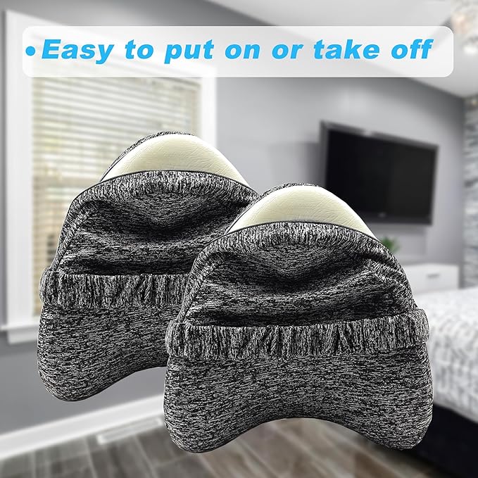 Replacement Pillowcase Pillow Cover with Elastic Strap for Contour Legacy Leg & Knee Foam Support Pillow-Cover ONLY (Gray, 2-Pack)