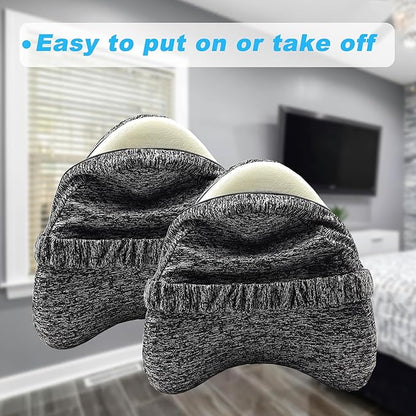 Replacement Pillowcase Pillow Cover with Elastic Strap for Contour Legacy Leg & Knee Foam Support Pillow-Cover ONLY (Gray, 2-Pack)