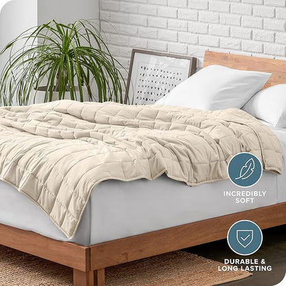 Bare Home Weighted Blanket Queen Size 17lb (60" x 80") for Adults - All-Natural 100% Cotton - Premium Heavy Blanket Nontoxic Glass Beads (Sand, 60"x80")