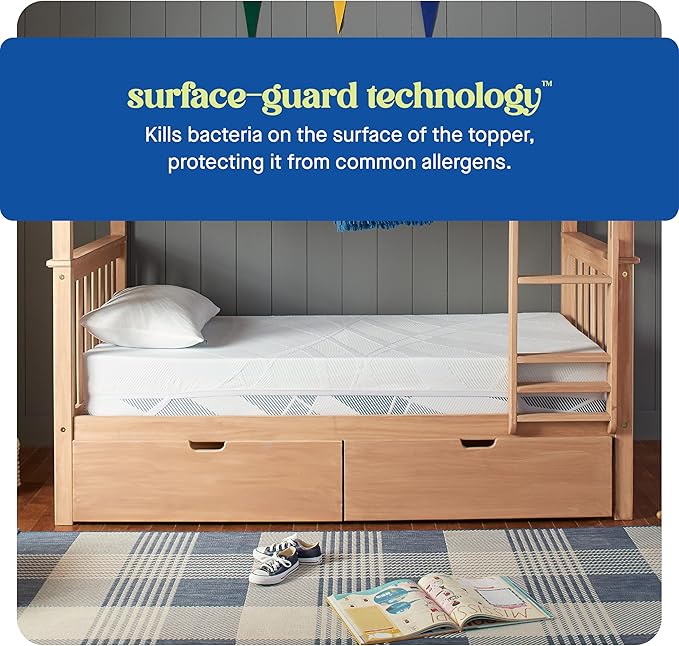 Sealy Dreamlife 2” Gel Memory Foam Twin Mattress Topper with Cooling Cover, SealyComfort Gel Foam, SealyCool Stretch Knit Cover with Corner Straps