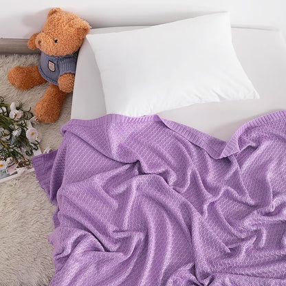 NTBAY Cable Knit Cooling Toddler Blanket, Soft and Breathable Baby Blanket 30x40 Inches Made from Rayon Derived from Bamboo for Crib, Stroller, Nursery, Light Purple