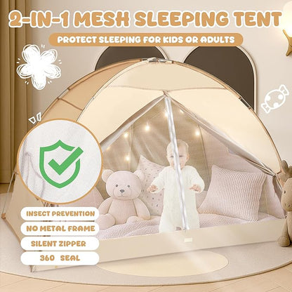 LEEDOR® Bed Tent Dream Tents Bed Canopy Shelter Cabin Indoor Privacy Warm Breathable Pop Up Twin/Full/Queen for Kids and Adult Patent Pending(Mattress Not Included)
