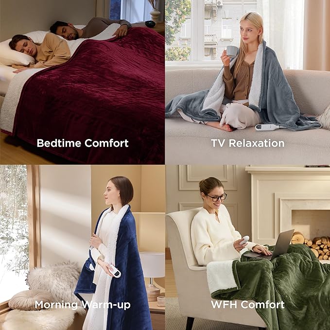 Bedsure Electric Blanket Queen Size - Dual Control Heated Blanket Queen, Fast Heating with 10 Time Settings & 10 Heat Settings, Warm Gift for Grandma (84x90 inches, Taupe)