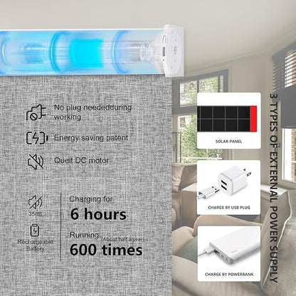Bringnox Motorized Blinds with Remote,100% Blackout Smart Roller Blinds Compatible with Apple Homekit Google Home and Alexa Via HUB,and Customized (Vigor Rock White -21)