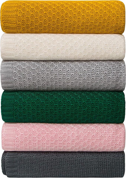NTBAY Cable Knit Cooling Toddler Blanket, Soft and Breathable Baby Blanket 30x40 Inches Made from Rayon Derived from Bamboo for Crib, Stroller, Nursery, Ginger Yellow