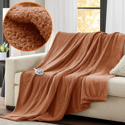 Serta Heated Blanket, Electric Full Size Blanket, Soft, Warm, Fuzzy Heating Blanket Full for Office, Couch, 1-12 hr Auto Shut Off Timer, 10 Lv Heat Setting, ETL Certified, Full 77" x 84" Rust