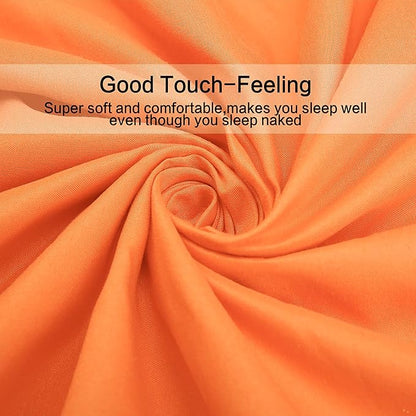 4 Piece Bed Sheet Set (Queen,Orange) 1 Flat Sheet,1 Fitted Sheet and 2 Pillow Cases,Brushed Microfiber Luxury Bedding with Deep Pockets