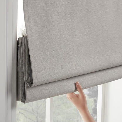 ECLIPSE Kylie Total Privacy Blackout Cordless Lined Window Roman Shade for Living Room, 36 in x 64 in, Grey