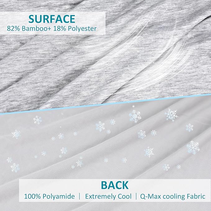 Bamboo Cooling Blanket - Double-Sided Soft Bed Throw Summer Blankets, Breathable Cold Bed Blanket for Night Sweats Sofa Home Office - 59"x79", Light Gray