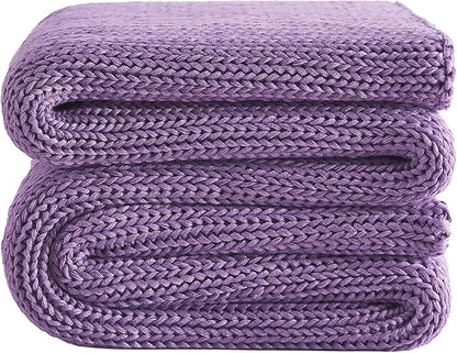 L'AGRATY Knitted Weighted Blanket - 50"x60" 10lbs Cooling Chunky Knit Heavy Blanket for Adults Braided Crochet Throw Thick Cable Yarn Knit Decorative No Beads Evenly Weighted Machine Washable