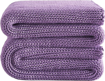 L'AGRATY Knitted Weighted Blanket - 48"x72" 15lbs Cooling Chunky Knit Heavy Blanket for Adults Braided Crochet Throw Thick Cable Yarn Knit Decorative No Beads Evenly Weighted Machine Washable