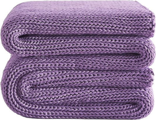 L'AGRATY Knitted Weighted Blanket - 48"x72" 15lbs Cooling Chunky Knit Heavy Blanket for Adults Braided Crochet Throw Thick Cable Yarn Knit Decorative No Beads Evenly Weighted Machine Washable