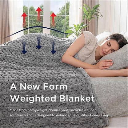 Maetoow Handmade 15 lb Soft Knitted Weighted Blanket, 48x 72 In Breathable Chunky Knit Gravity Blanket Throw, Home Decor for Sofa Couch bed, Cream