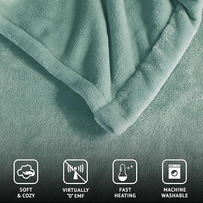 Beautyrest Heated Plush Elect Electric Blanket with 20 Heat Level Setting Controllers Equip with Secure Comfort Technology and 10 Hours Auto Shut Off, Twin: 62x84, Aqua,BR54-0903