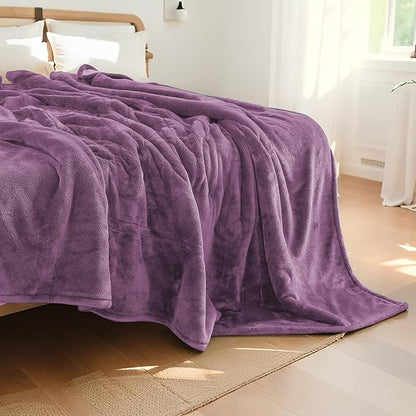 Electric Heated Blanket Queen Size 84"x90", Soft Plush Microplush for Bed, Dual Controllers & Heating Zones, 10Hs Auto Off & 5 Heating Levels, Machine Washable, Gifts for Family-Light Purple