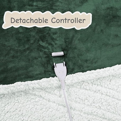 Electric Heated Blanket Full Size 72"x84", Soft Flannel with Overheat Protection, 9 Adjustable Heat Settings & 10-Hour Auto-Off Timer, Fast Heating for Winter Comfort, Dark Green