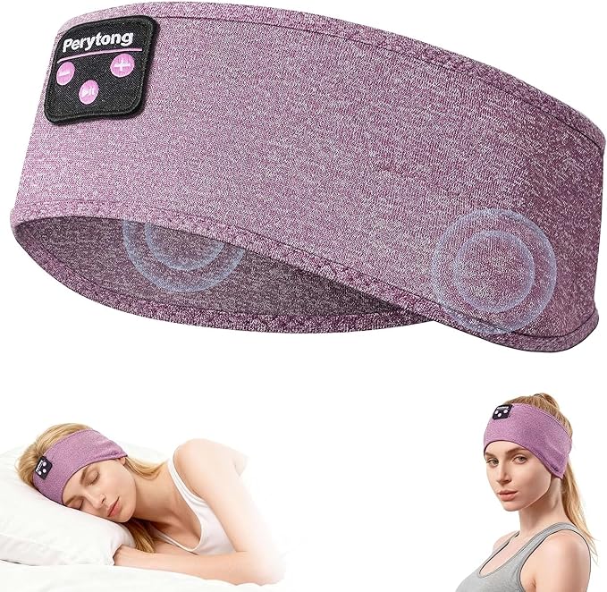 Perytong Sleep Headphones Bluetooth 5.4, Sleep Headphones for Side Sleepers with Ultra-Thin HD Stereo Speakers, Wireless & Sweat Resistant Sport Earphones for Workout Yoga Travel