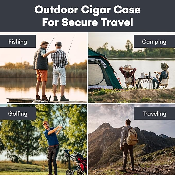 Pardo Cigar Travel Humidor Cigar Box - Durable Waterproof Travel Cigar Case with Built-in Humidifier - Airtight Humidor Box Holds 15 Cigars - Premium Cigars Accessories for Men On The Go