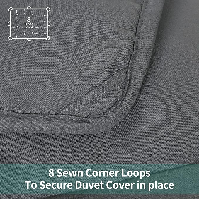 HOMBYS Oversized King Comforter 128x120, Lightweight Quilted Down Alternative Duvet Insert for All Season,Grey,8 Corner Tabs