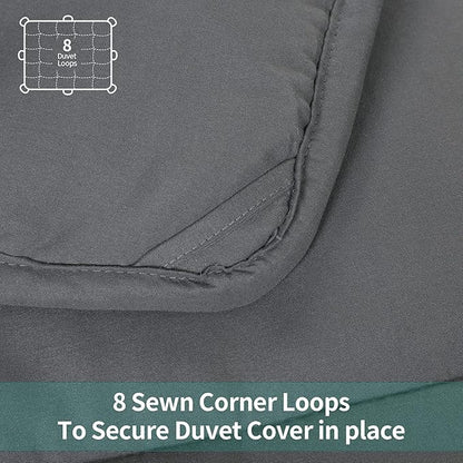 HOMBYS Oversized King Comforter 120x120, Lightweight Quilted Down Alternative Duvet Insert for All Season,Grey,8 Corner Tabs