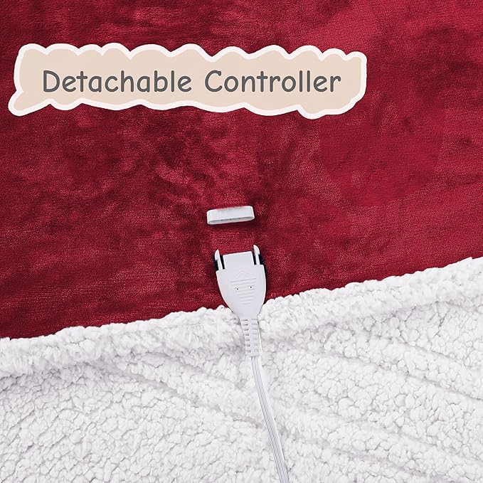 Electric Heated Blanket Full Size 72"x84", Soft Flannel with Overheat Protection, 9 Adjustable Heat Settings & 10-Hour Auto-Off Timer, Fast Heating for Winter Comfort, Red