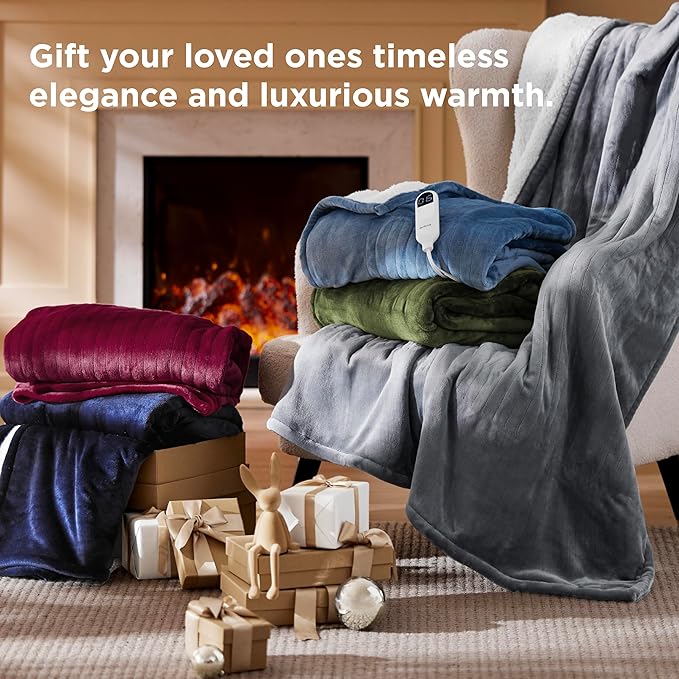 Bedsure Electric Blanket Twin - Soft Flannel Heated Blanket Twin Size, GentleSoft Fast Heating with 10 Time Settings & 6 Heat Settings, Warm Gifts for Women Grandma (62x84 inches, Teal)